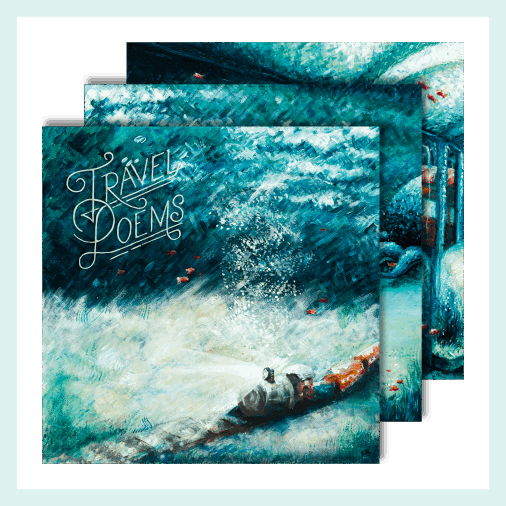 All 3 album cover paintings for Travel Poems trilogy